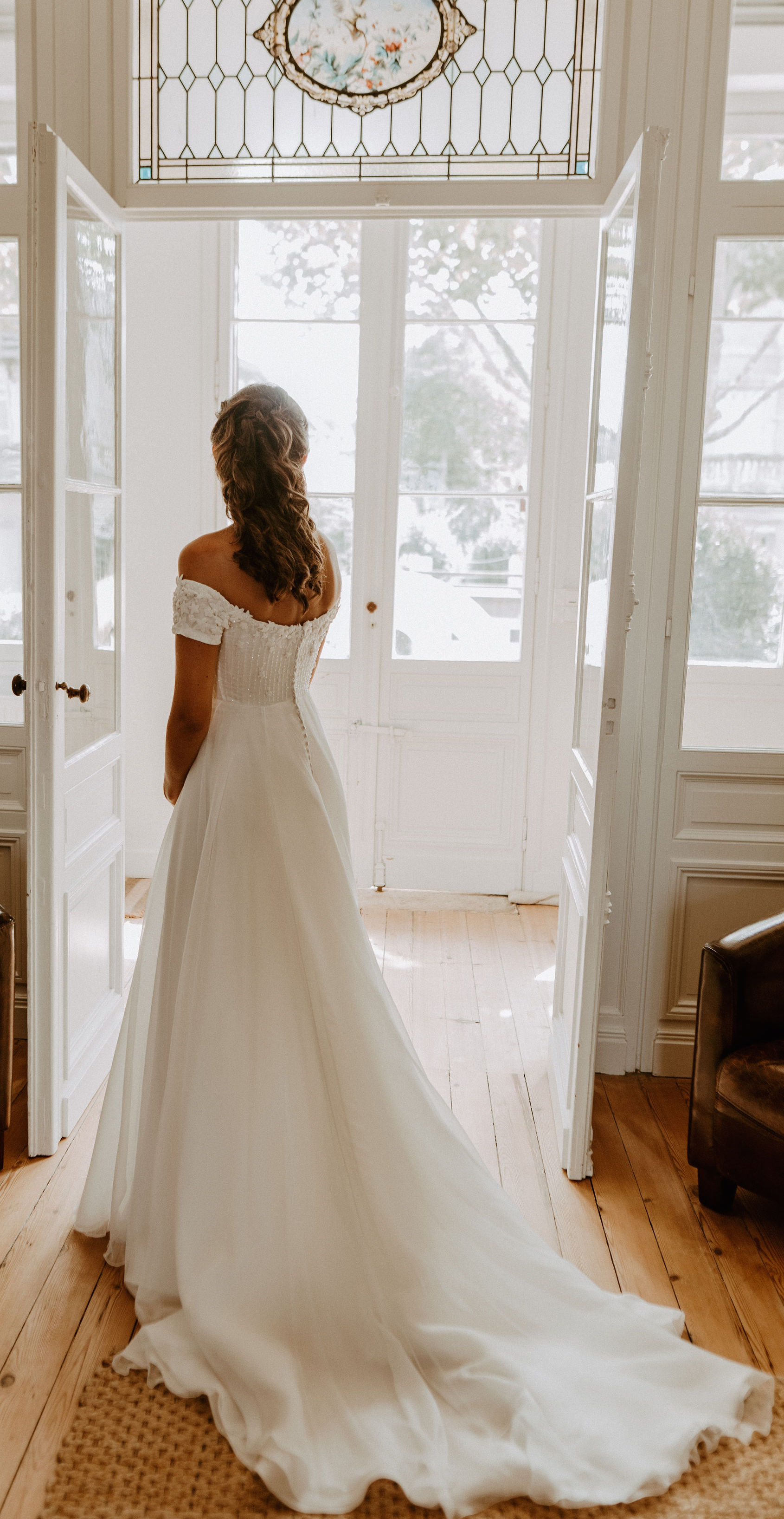 Robe de mariée en mousseline